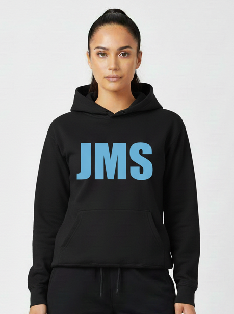 JMS Across The Chest Joinmystable Pigtail Black And Baby Blue Hoodie