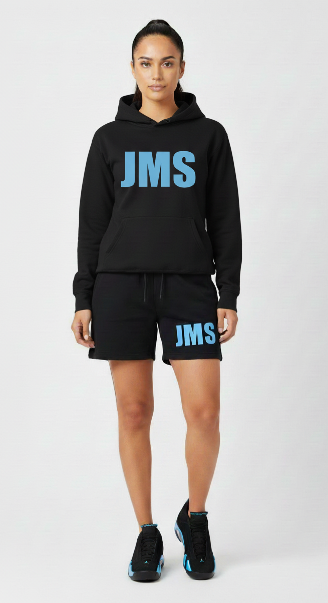 JMS Across The Chest Joinmystable Pigtail Black And Baby Blue Hoodie