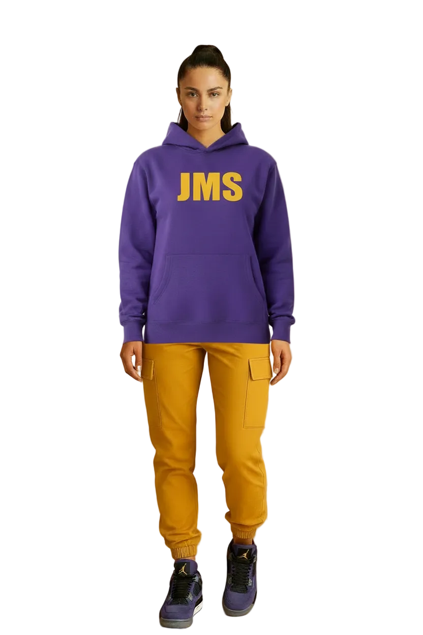 JMS Across The Chest Joinmystable Pigtail Purple And Mustard Yellow Hoodie