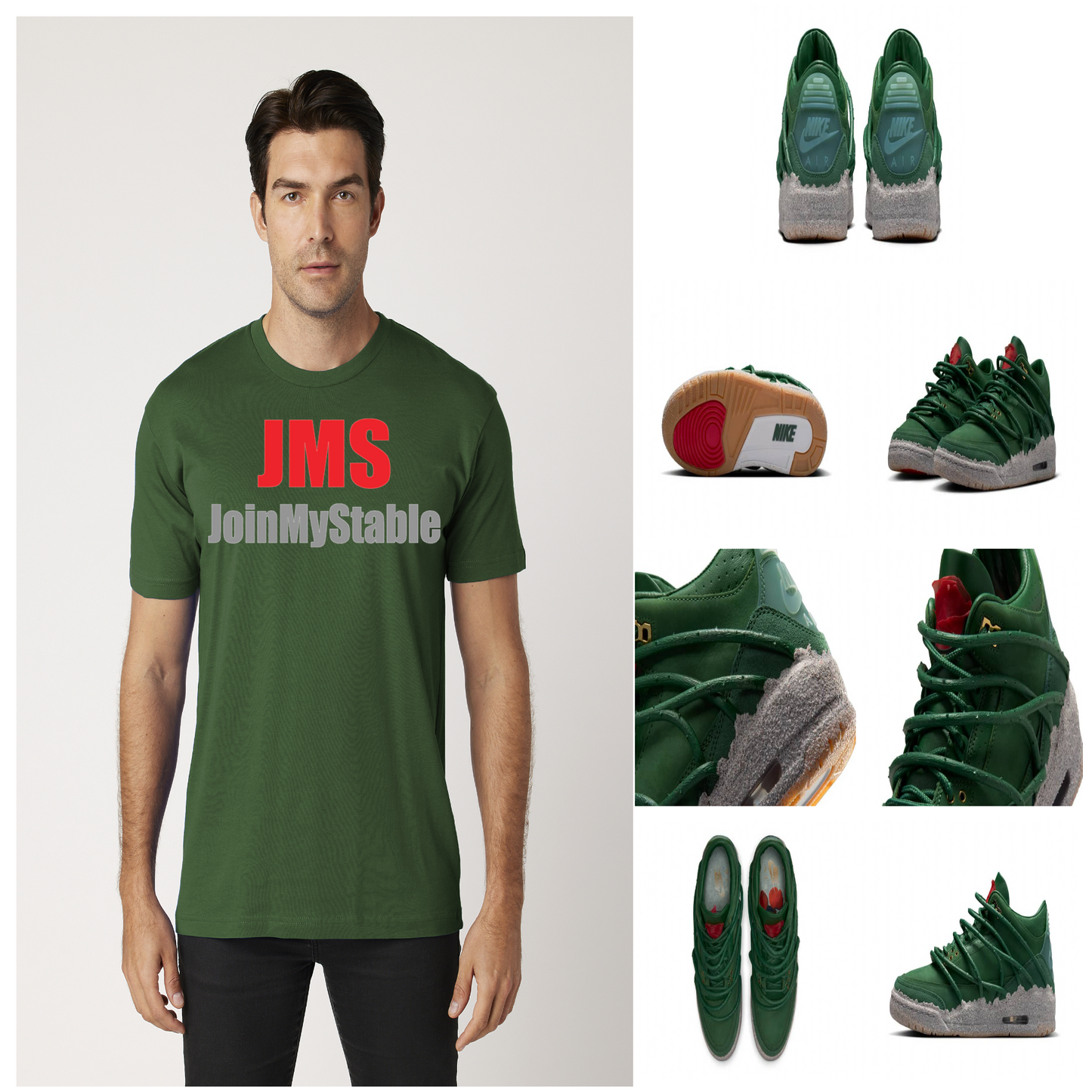 JMS JoinMyStable T-Shirt In Forest Green Red And Grey