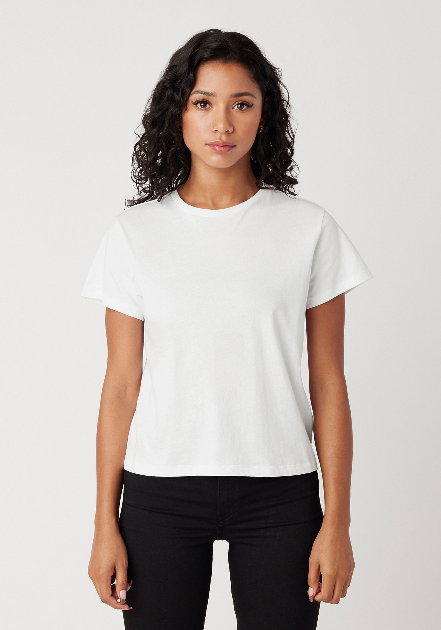 Ladies White High Waisted T-shirt