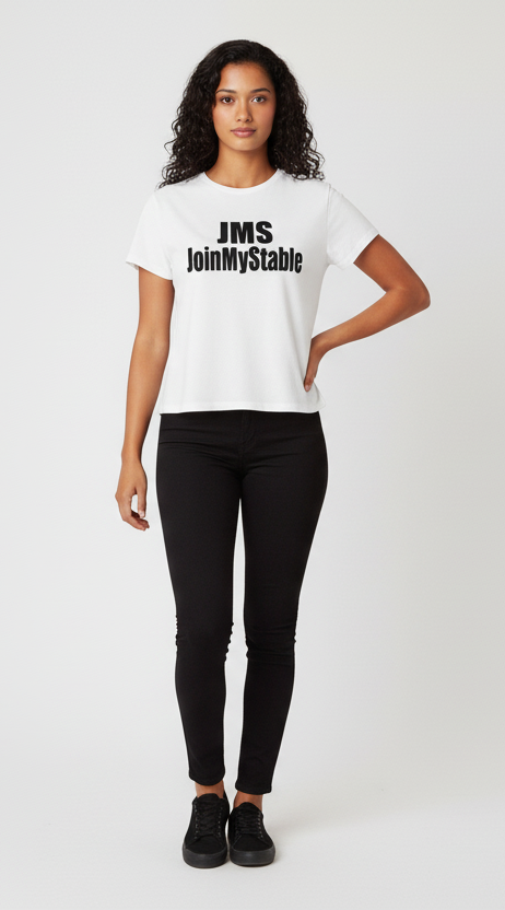 White Tee JMS One Hand on Hip