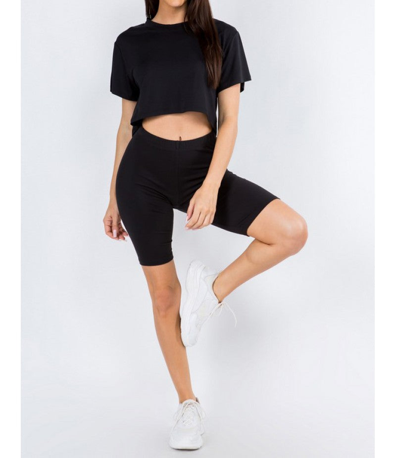 Ladies Black Biker Shorts