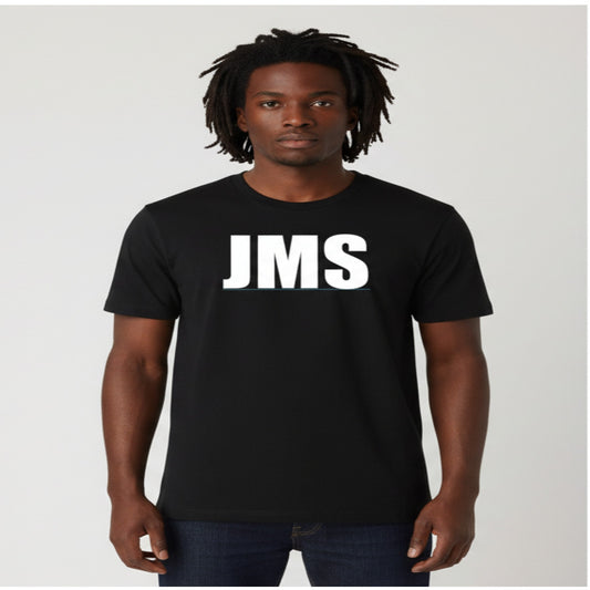 Men's Black And White JMS Across The Chest JoinMyStable Pigtail Short Sleeve T-shirt