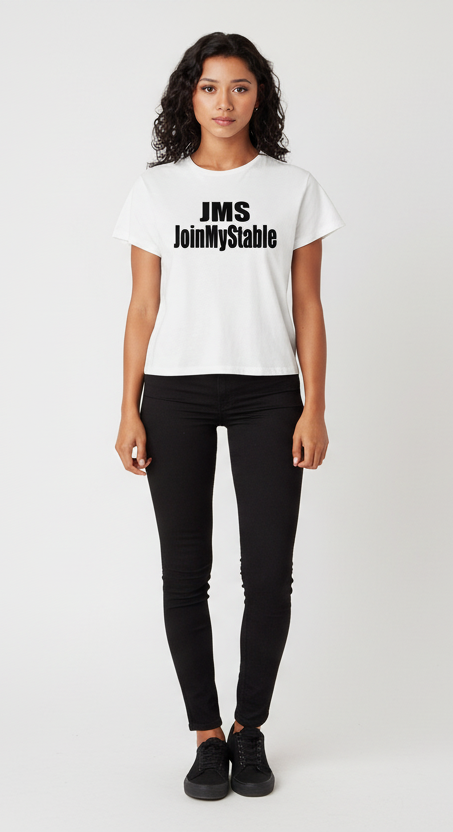Full Body White Tee Black JMS JoinMyStable