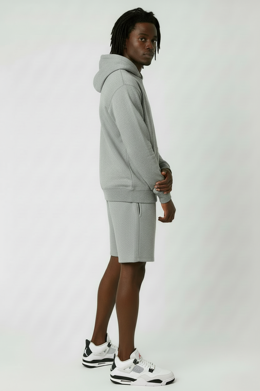 Grey fit Jordan 4s - Pose 3