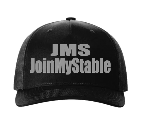 Black Hat With Gray JMS And JoinMyStable Logo