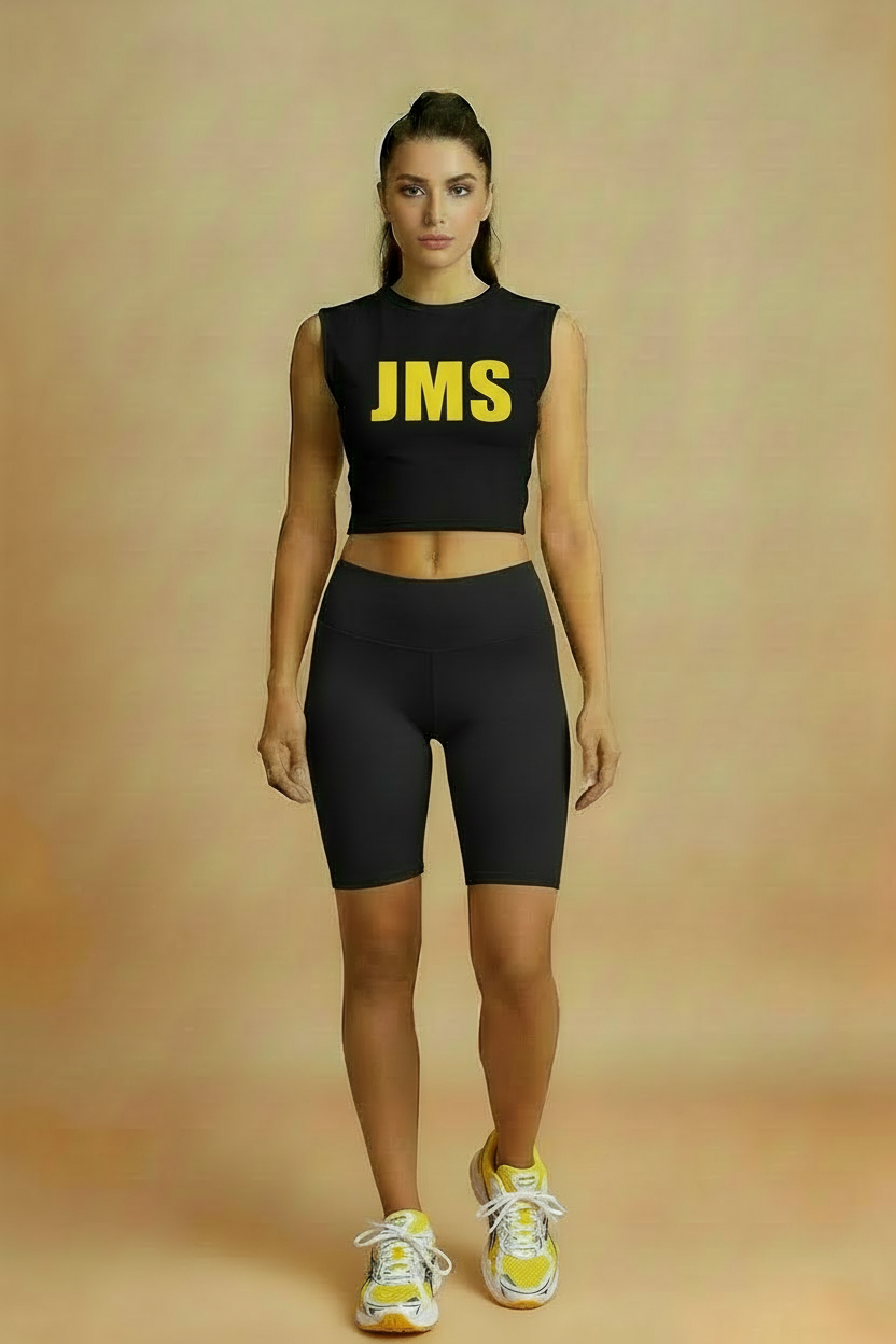 JMS Black Outfit - Yellow Logo to Match Sneakers