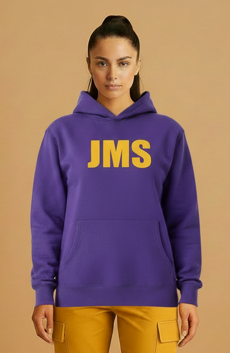 JMS Across The Chest Joinmystable Pigtail Purple And Mustard Yellow Hoodie