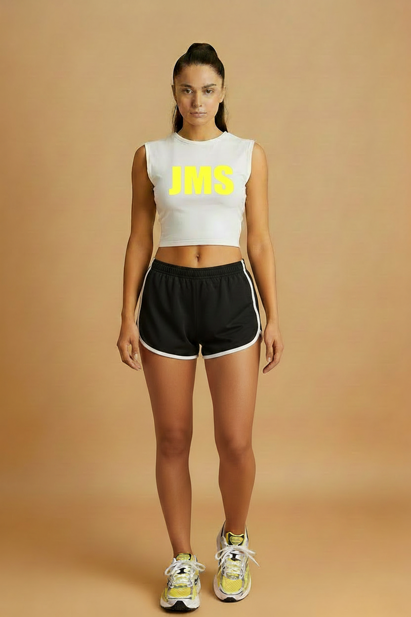 JMS Yellow Logo Crop Top
