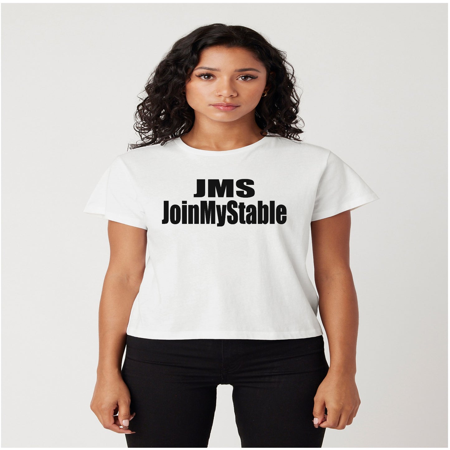 JMS JoinMyStable Ladies White And Black High Waisted T-shirt