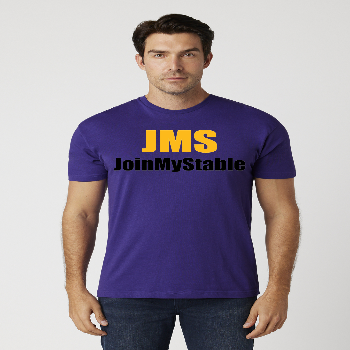 JMS JoinMyStable T-shirt In Purple Mustard Yellow And Black Jordan 4's Retro Lakers Match