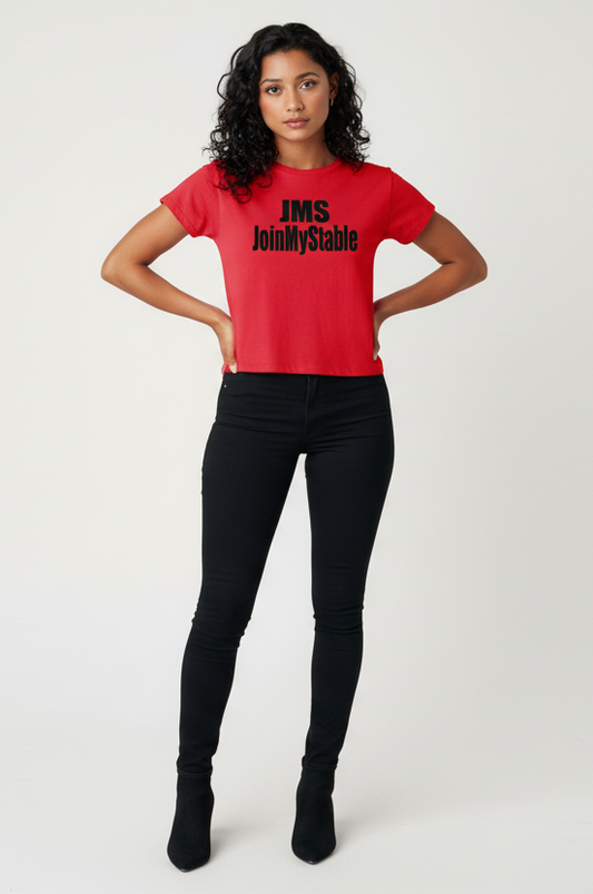Red Tee JMS Pose 1 Hands on Hips