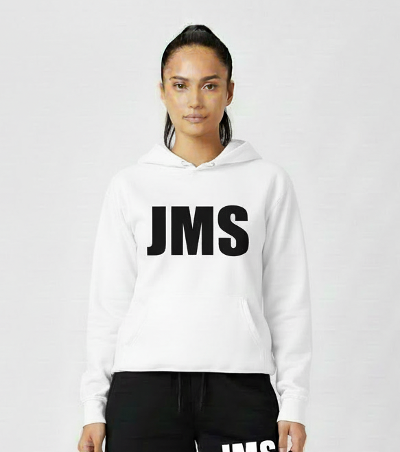 JMS Across The Chest Joinmystable Pigtail White And Black Hoodie